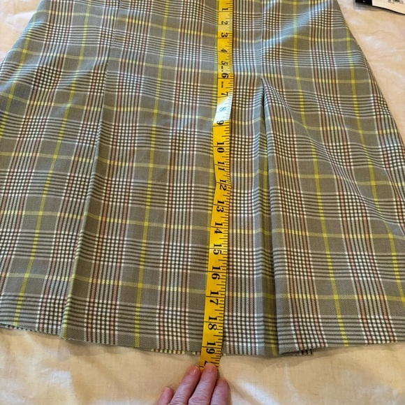 NWT Tahari ASL Women's Pleat-Front Plaid Skirt, size 8, Avocado/Lime,Preppy Fall - Picture 11 of 11